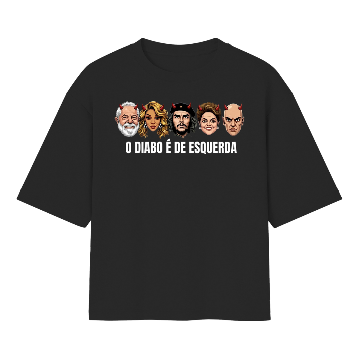 "O DIABO É DE ESQUERDA CAMISETA OVERSIZED" Oversized Básica 30.1