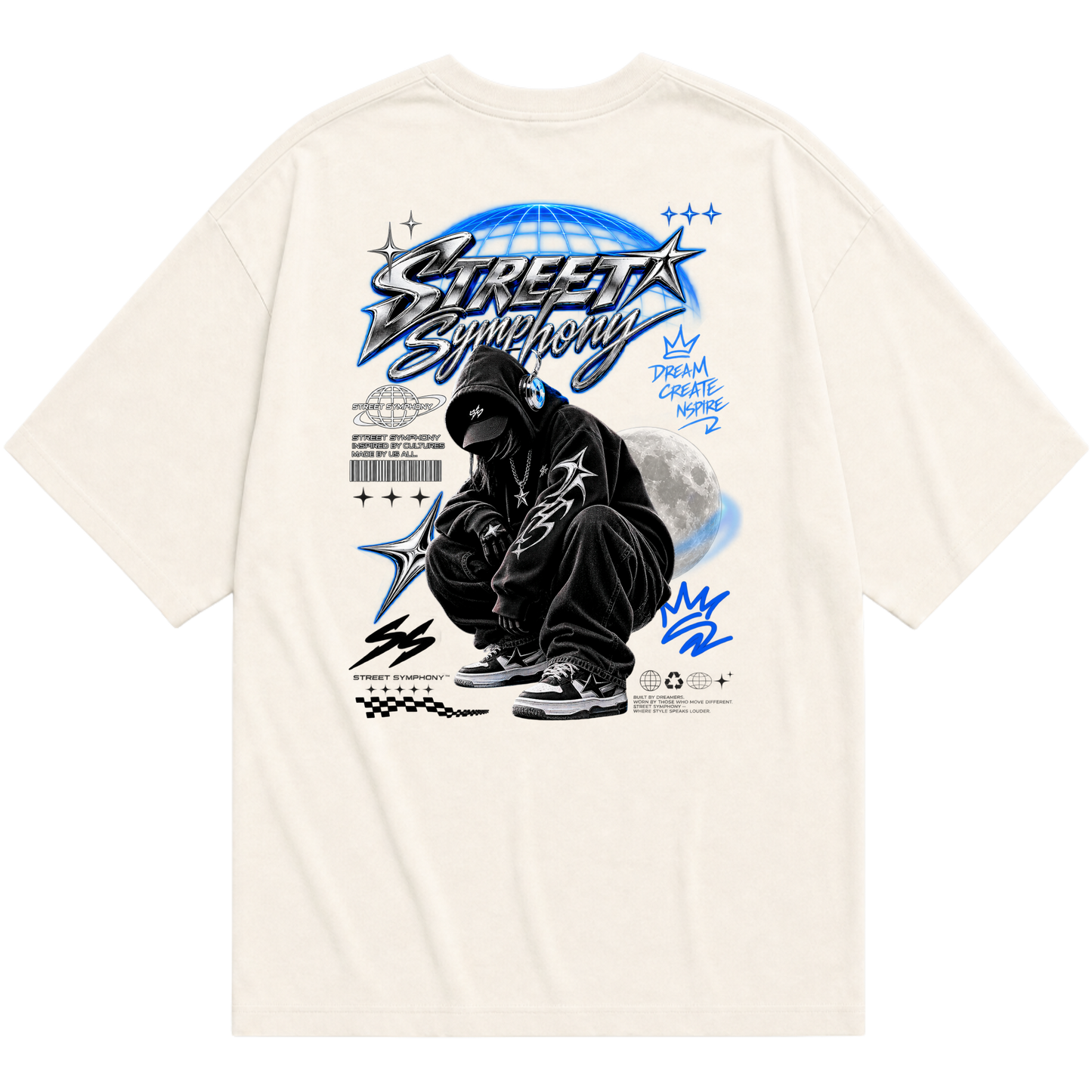 "Camiseta Oversized Deep Space - Street Symp" Oversized Básica 30.1