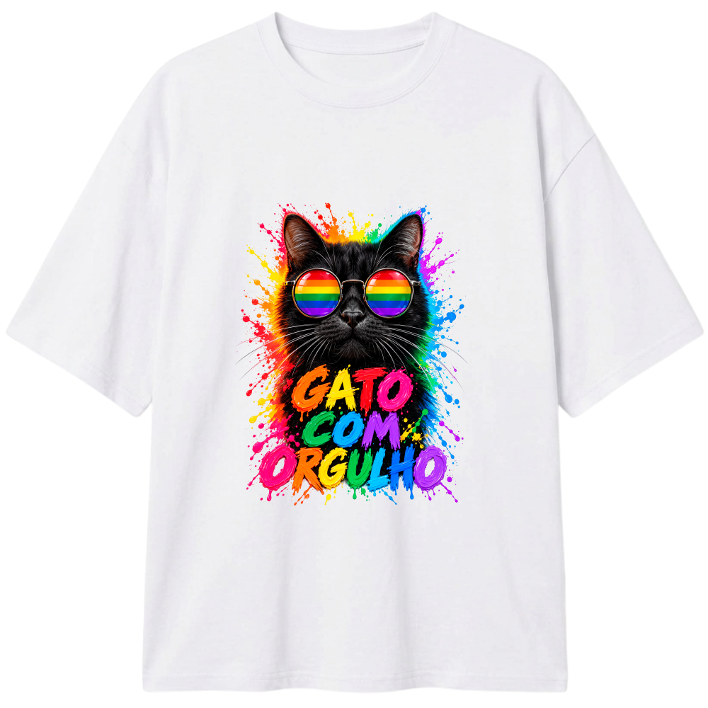 "Gato com Orgulho" Camiseta Oversized Classic