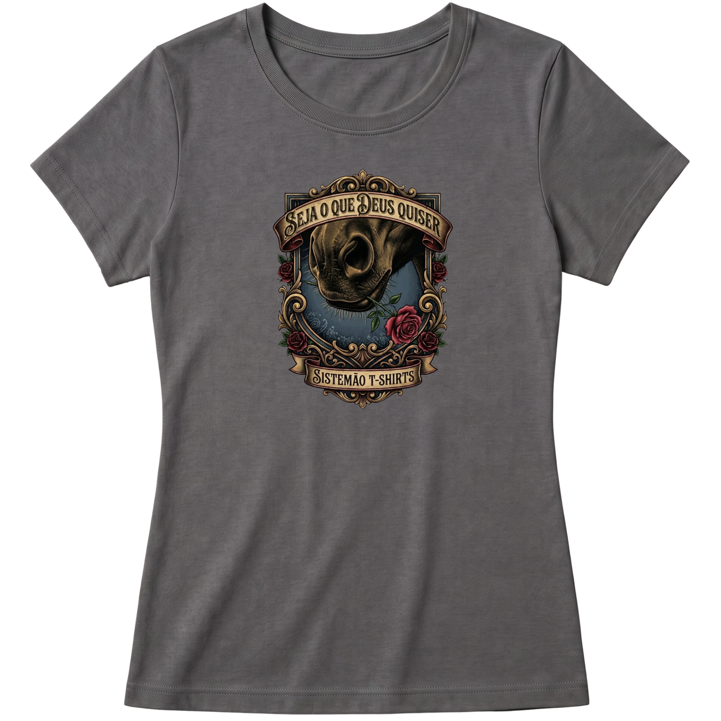 "Estampa SEJA O QUE DEUS QUISER" Blusa Baby Look