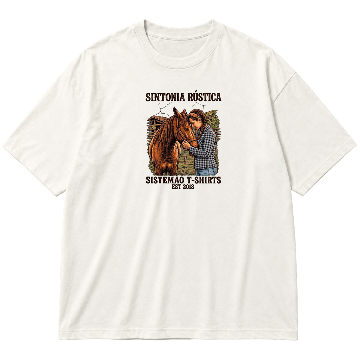 "Estampa/SINTONIA RÚSTICA" Oversized Premium 96% algodão 4% Elastano