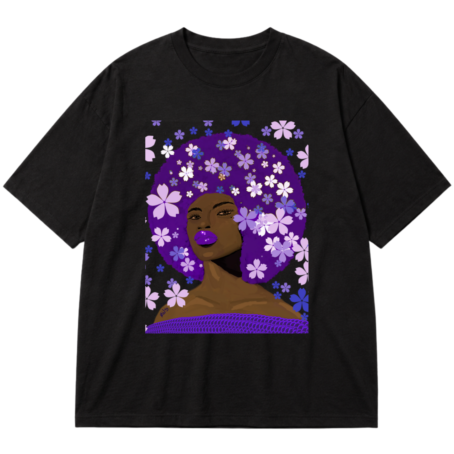 "Camiseta Oversized Cotton Maravilhosa Afro" Oversized Premium 96% algodão 4% Elastano