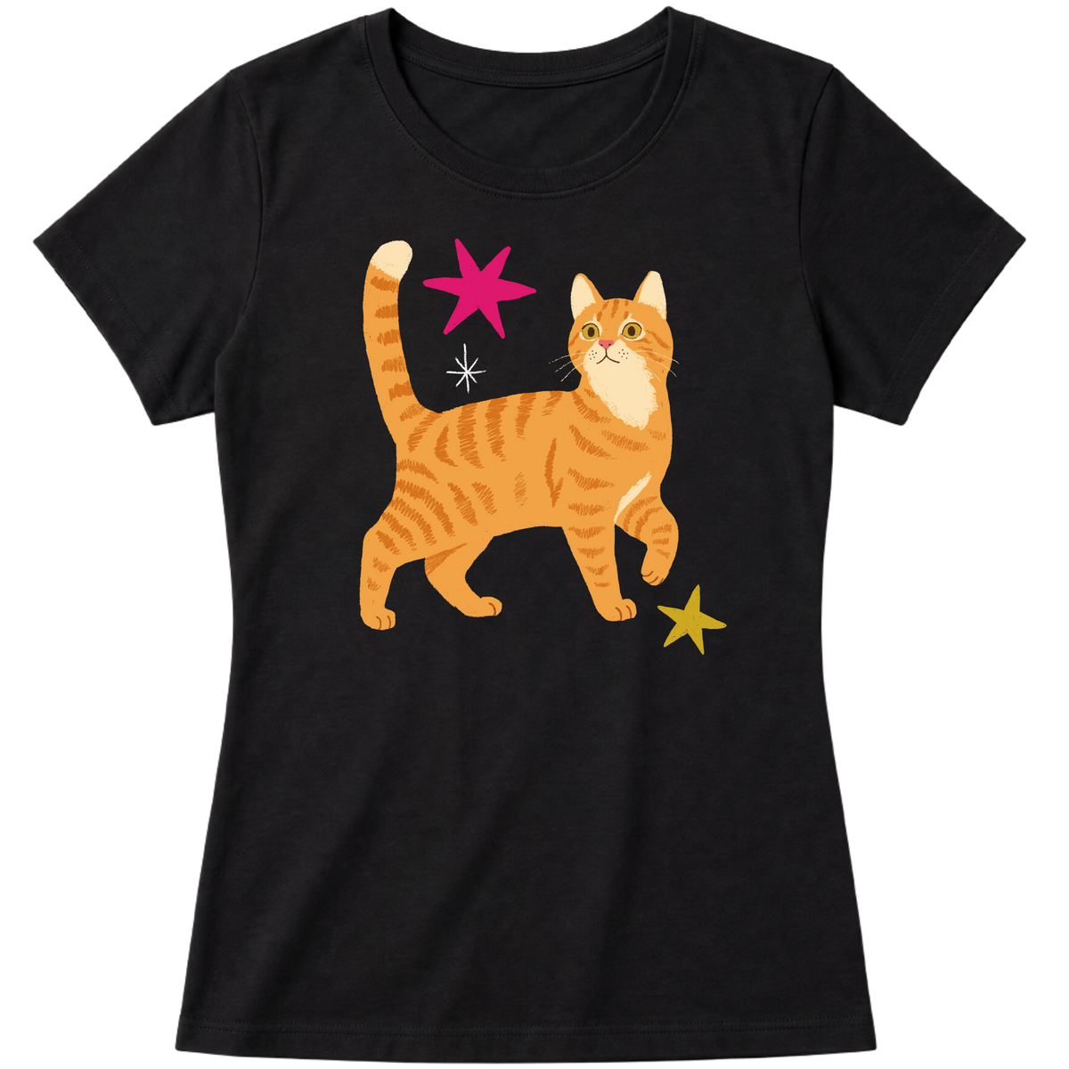 "Gato laranja rajado" Blusa Baby Look