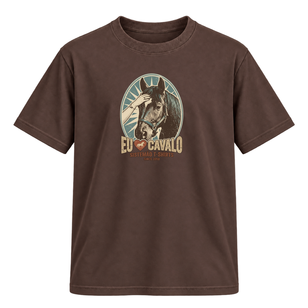 "Estampa/EU AMO CAVALO" Camiseta Regular Suedine