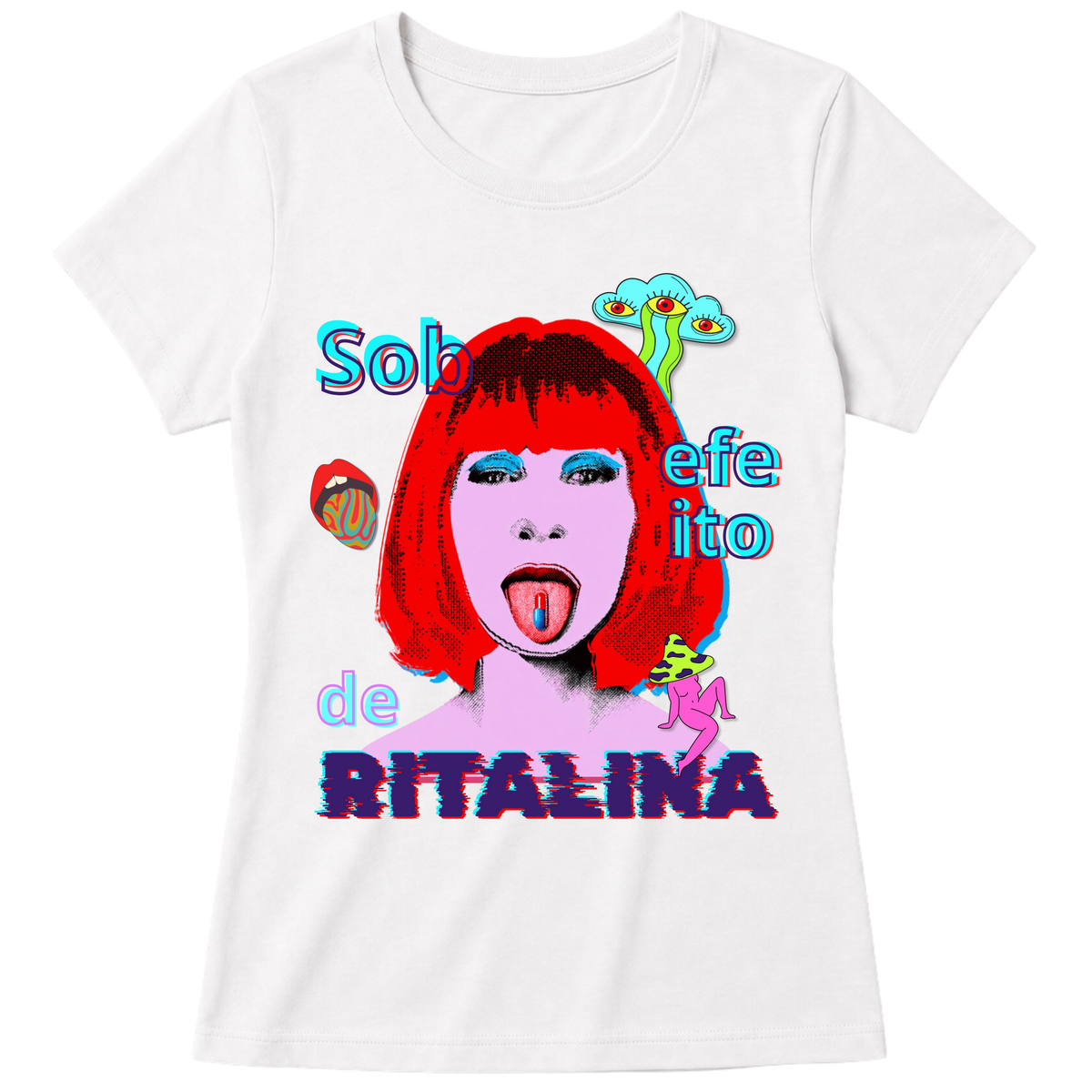 "Camiseta - Sob efeito de Ritalina" Blusa Baby Look