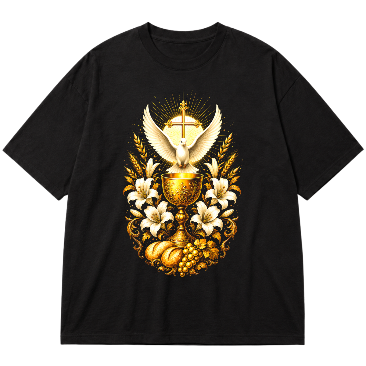 "Cristã Católica Eucaristia EC02" Oversized Premium 96% algodão 4% Elastano