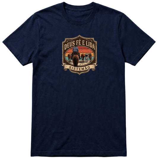 "Estampa DEUS FÉ E LIDA" Camiseta regular básica