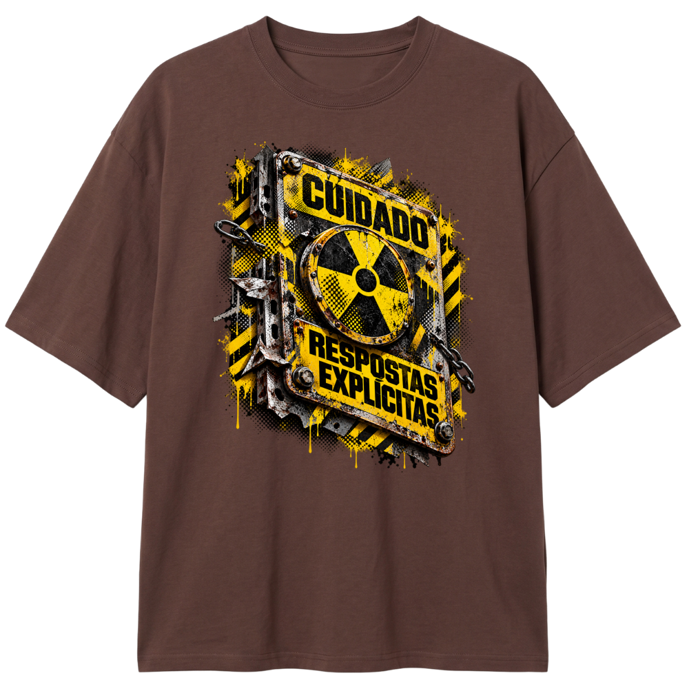 "Cuidado: Respostas Explícitas" Camiseta Oversized Classic