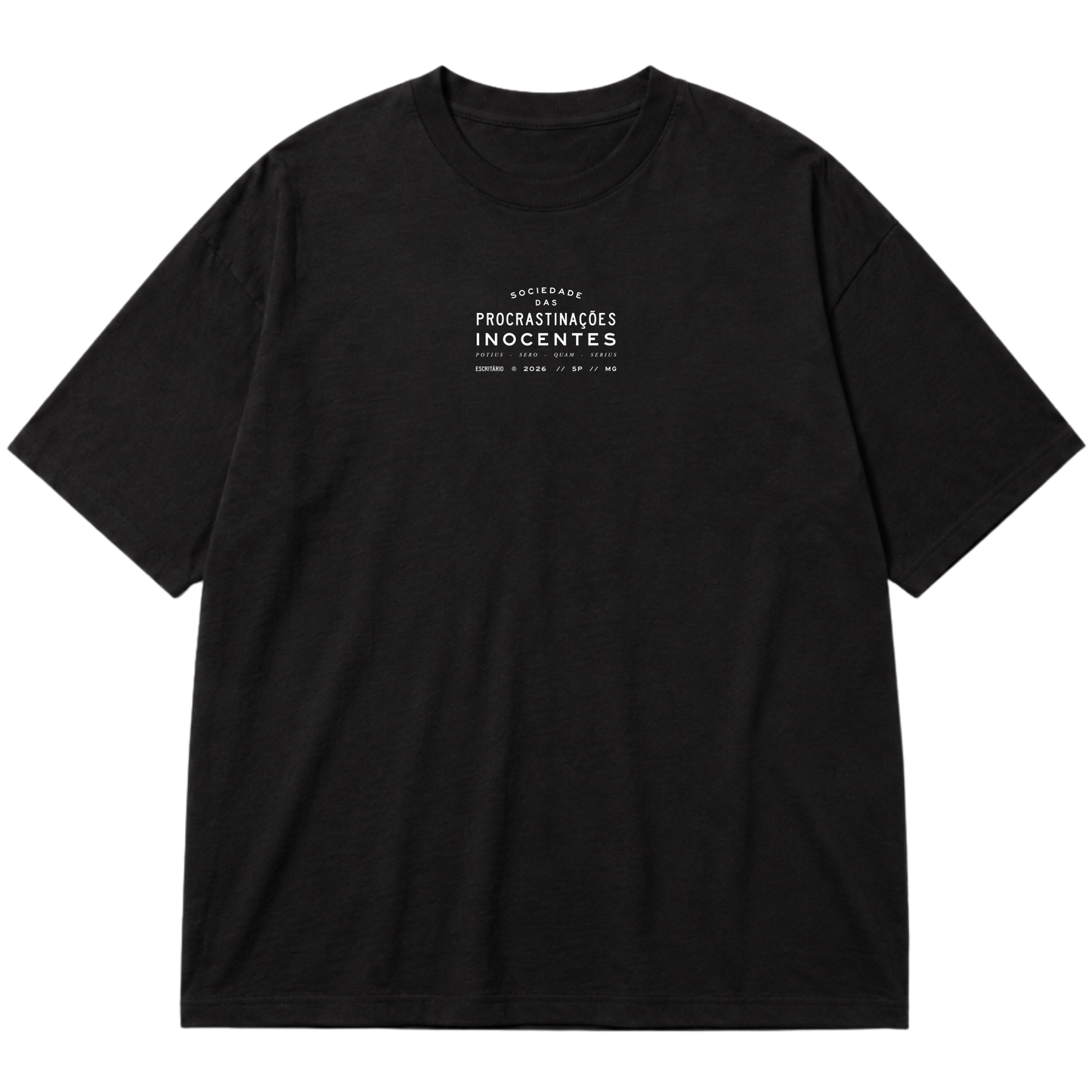 "Camiseta Sociedade das Procrastinações Inocentes" Oversized Premium 96% algodão 4% Elastano