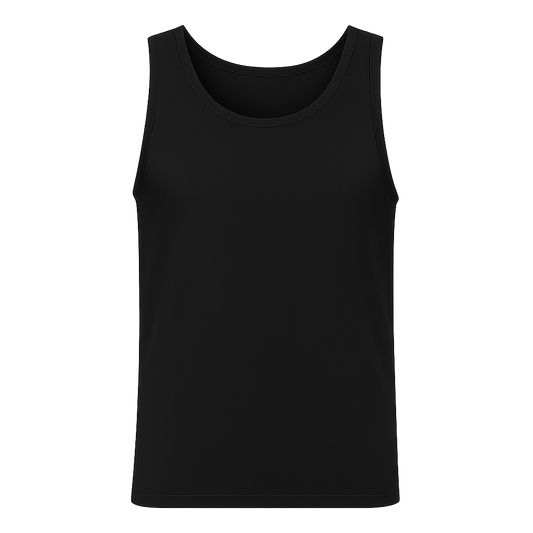 Camiseta regata sem estampa visível na imagem frontal.