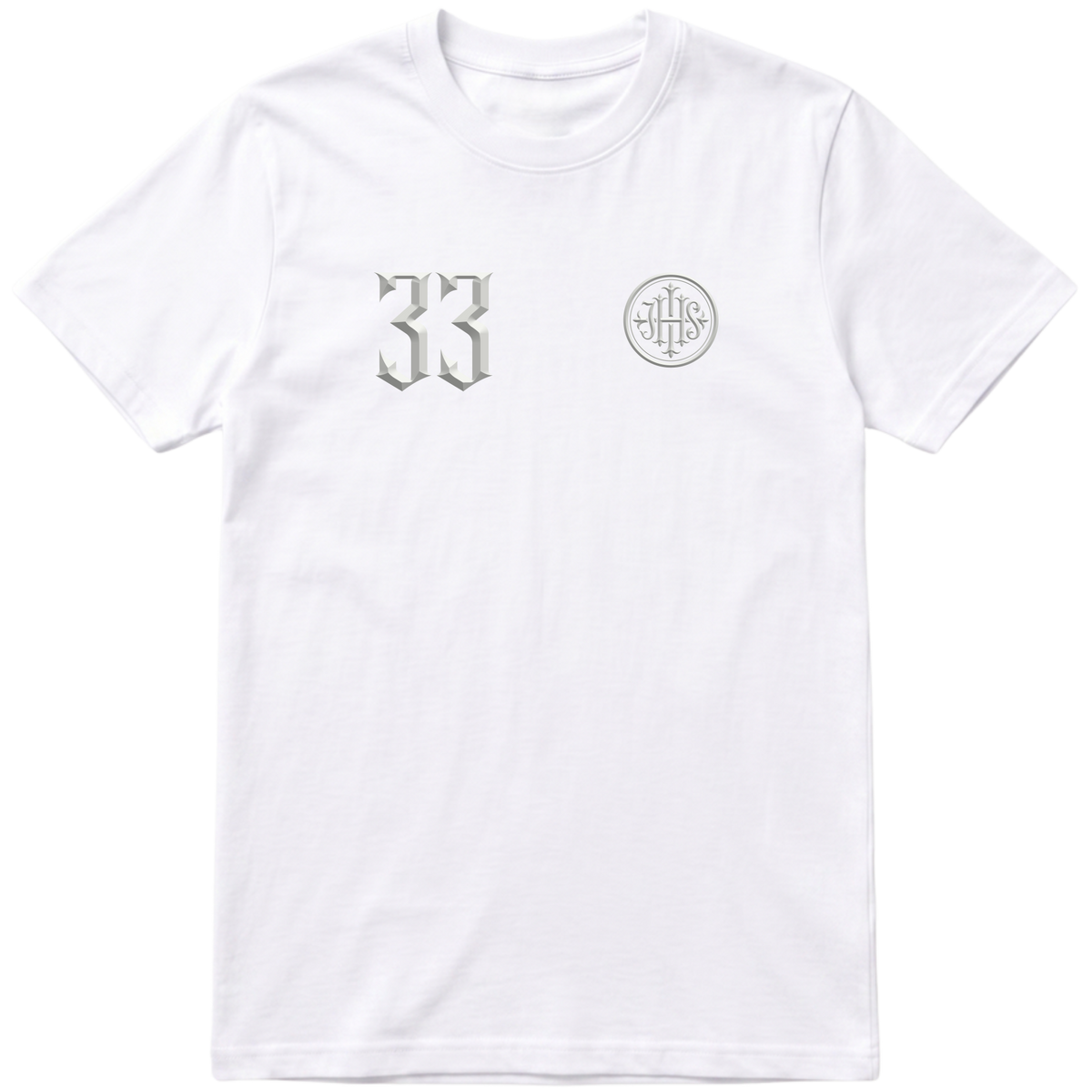 "Catholic 33 All White" Camiseta Premium Unissex Bunker Studios