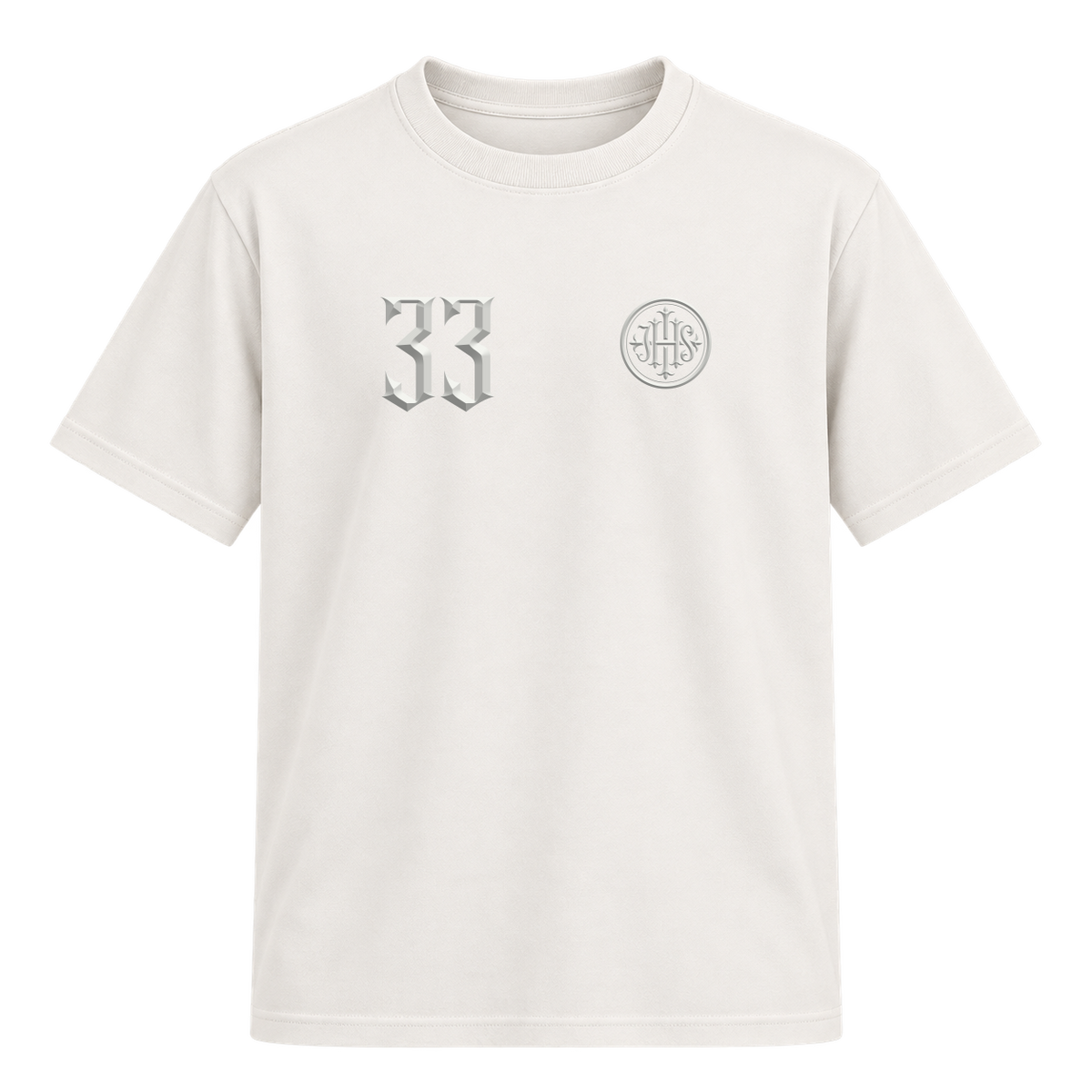 "Catholic 33 All White" Camiseta Regular Suedine