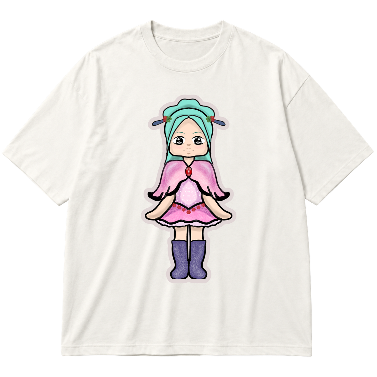 "Camiseta Oversized Feminina Menina Fofa Estampa Cute" Oversized Premium 96% algodão 4% Elastano