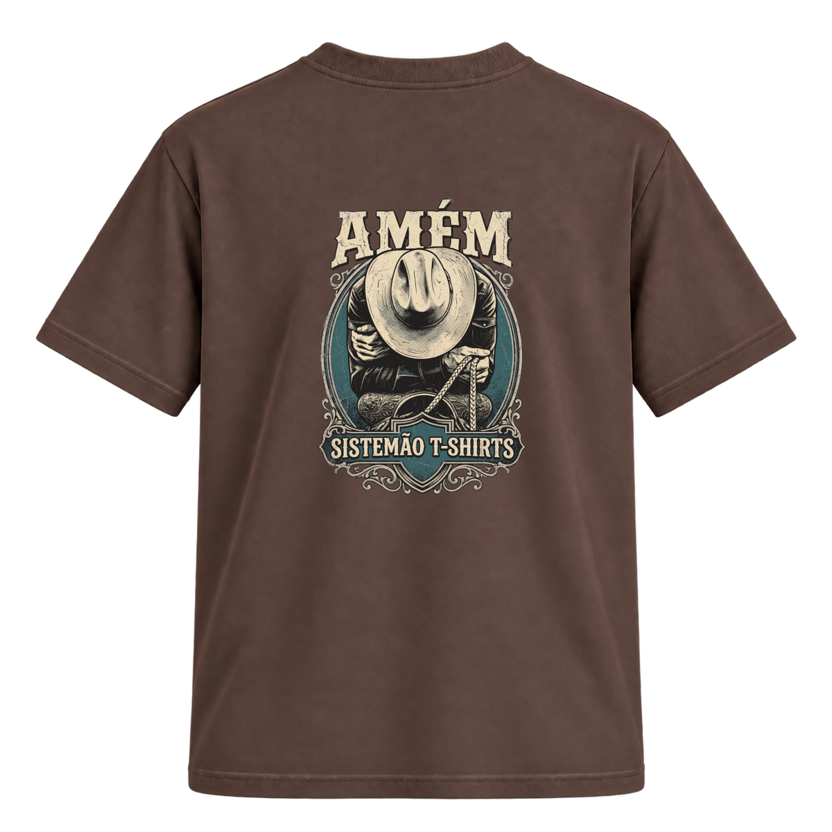 "Estampa/AMÉM" Camiseta Regular Suedine