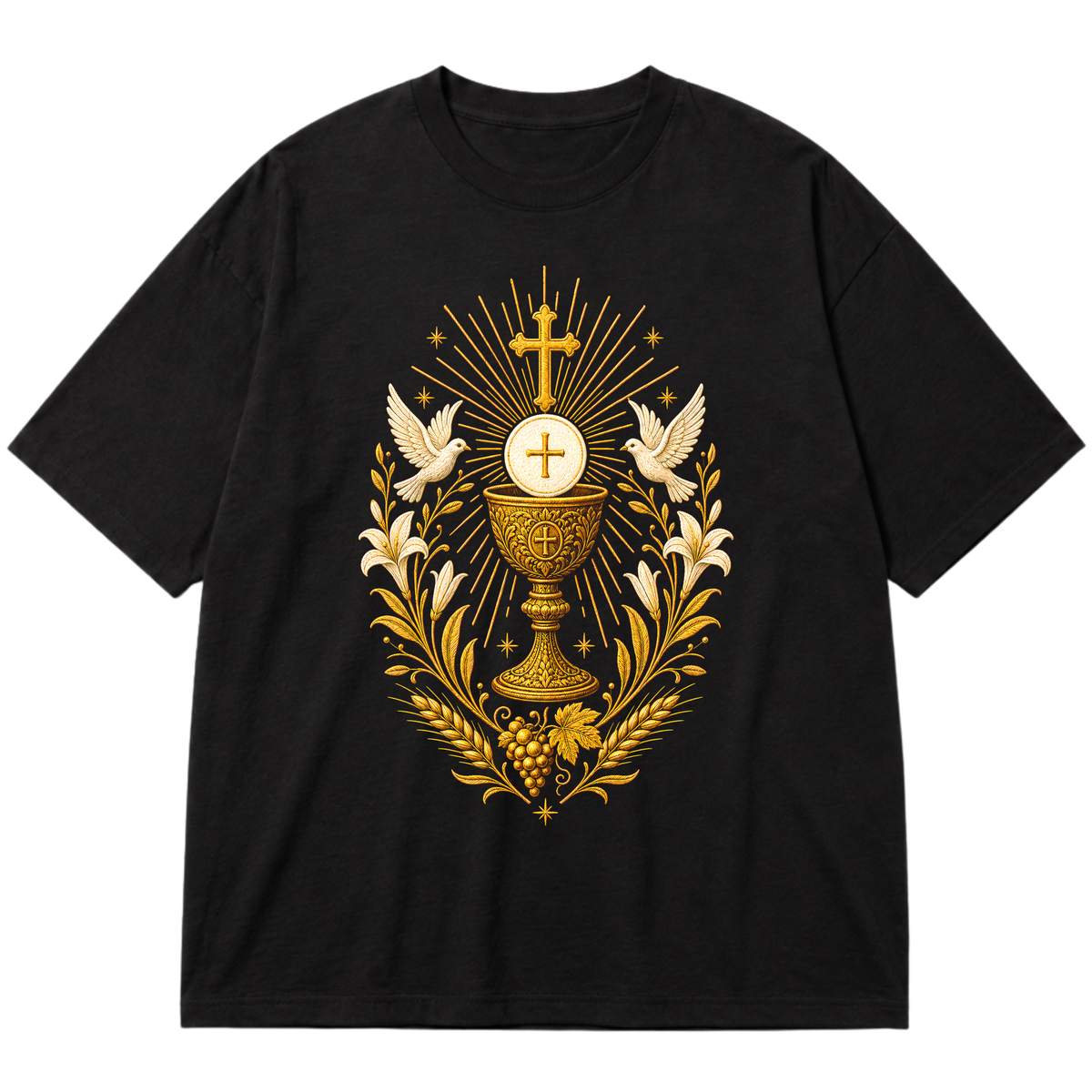 "Cristã Católica Eucaristia EC01" Oversized Premium 96% algodão 4% Elastano