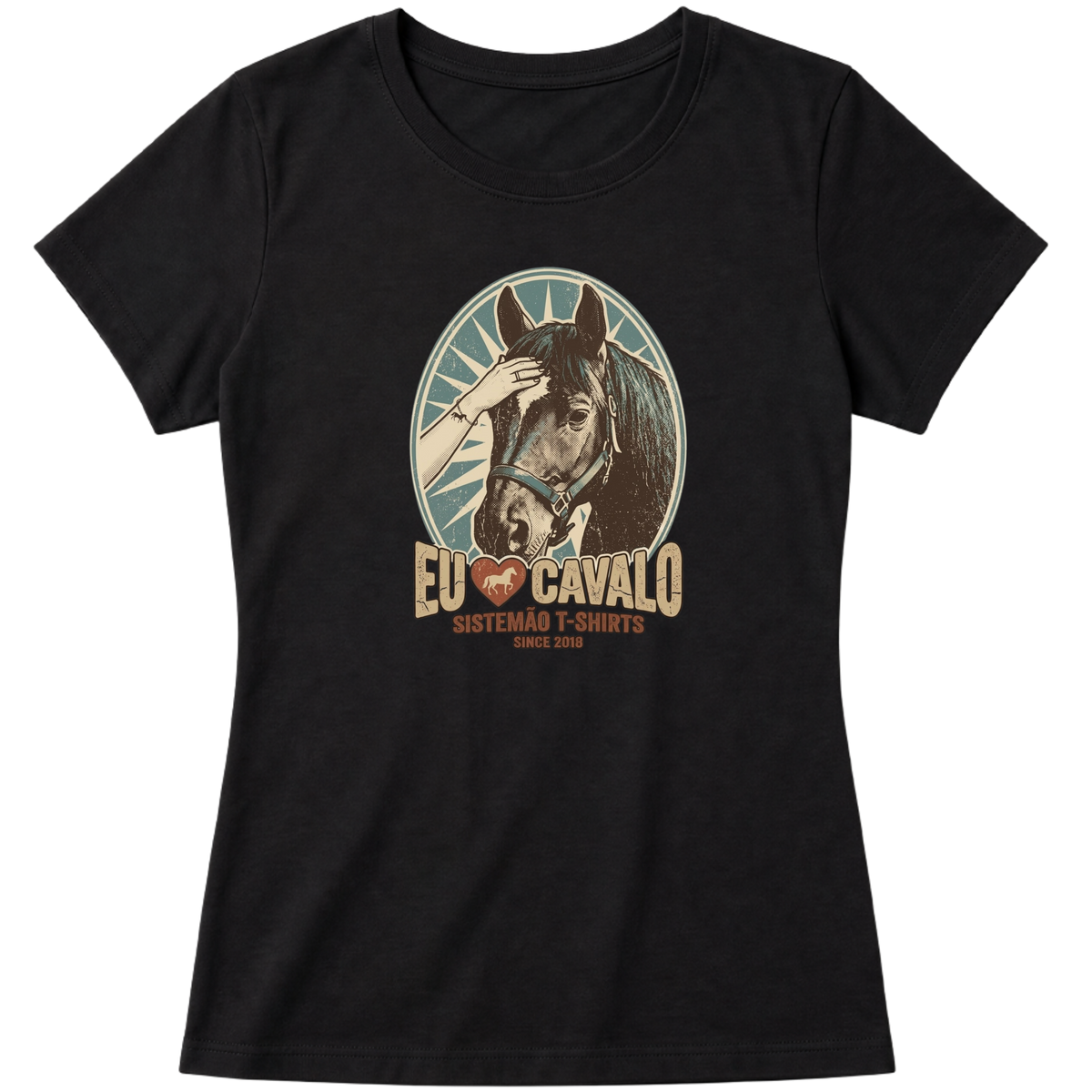 "Estampa/EU AMO CAVALO" Blusa Baby Look