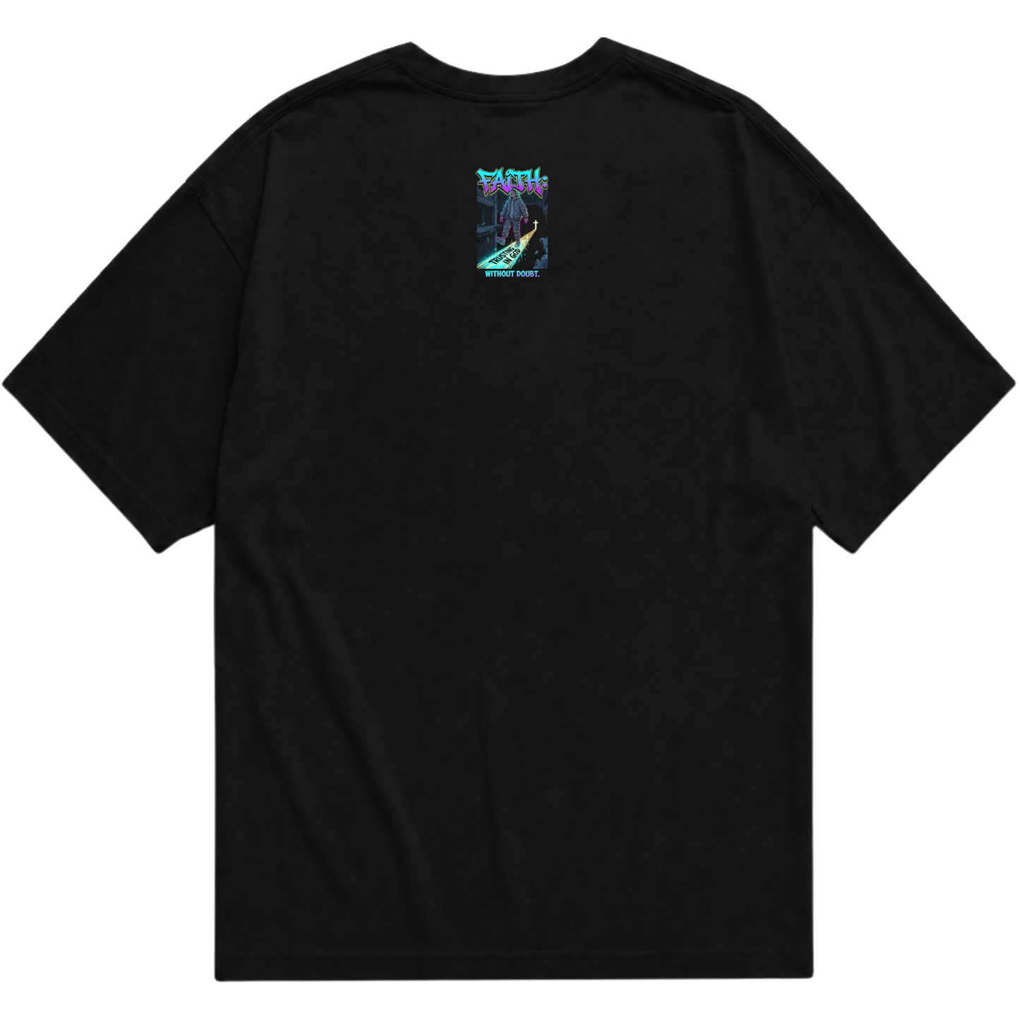 "Produto #011 Camisa oversized FAITH TRUSTING IN GOD" Oversized Básica 30.1