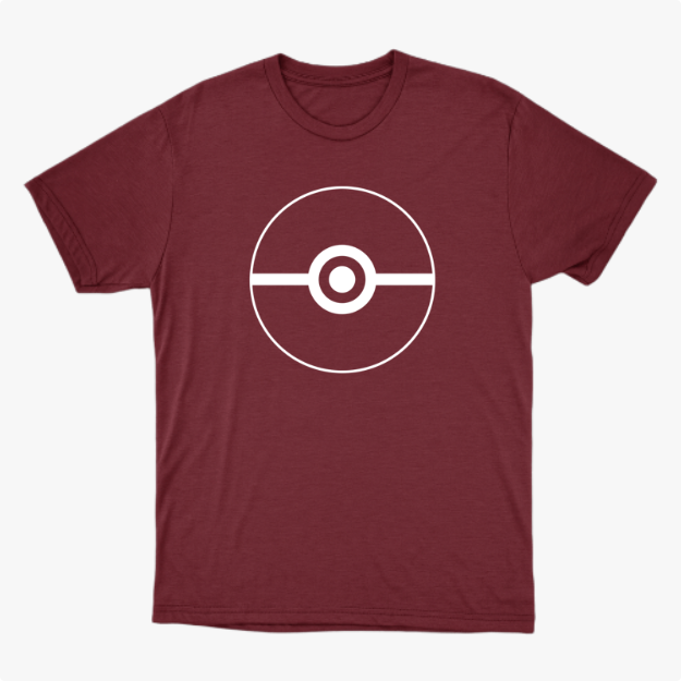 Camiseta com estampa frontal de um círculo com uma linha horizontal ao centro, detalhado com um círculo menor no meio, lembrando um design geométrico.