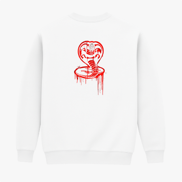 Moletom com estampa frontal de "No Mercy Club" em estilo gótico e estampa traseira de cobra ameaçadora com detalhes gráficos de gotas e traços intensos.