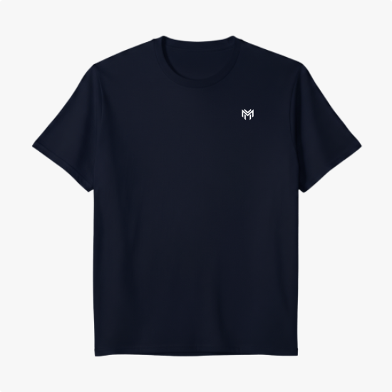 Camiseta com estampa frontal de um símbolo estilizado minimalista.