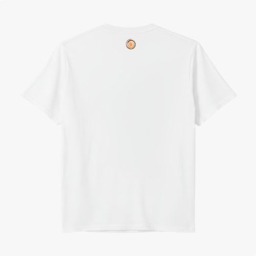 Camiseta com estampa frontal minimalista de linha fina e estampa traseira de espiral intricate centralizada, adicionando detalhe distinto à parte de trás.