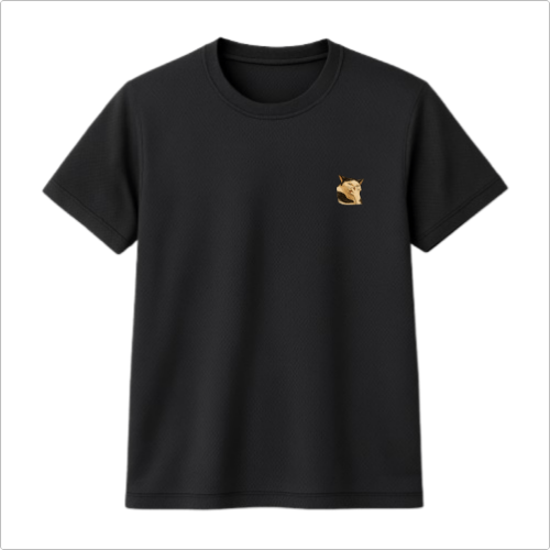 Camiseta com estampa frontal de desenho estilizado de um cachorro de perfil, oferecendo um visual distinto que valoriza detalhes minimalistas e elegantes.