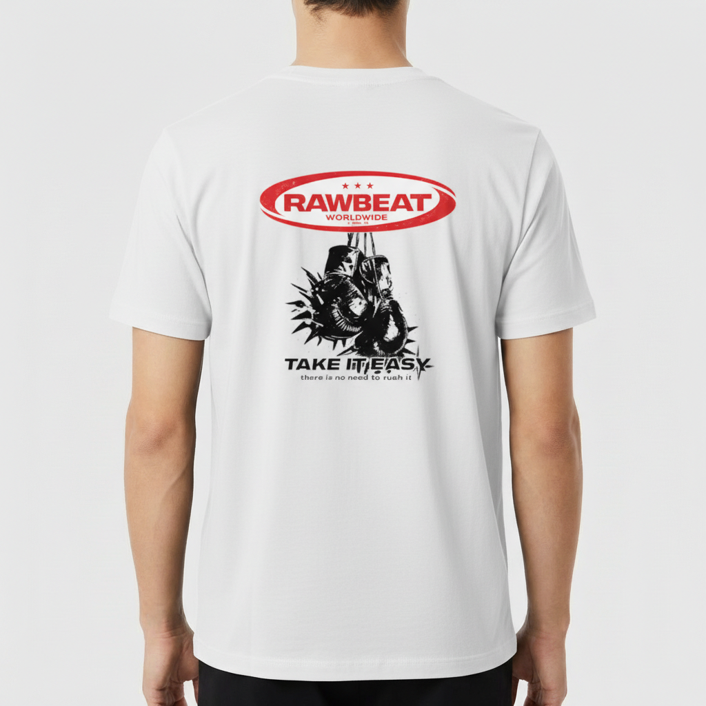"Camiseta Regular "Take it Easy" RAWBEAT" Camiseta Premium Unissex
