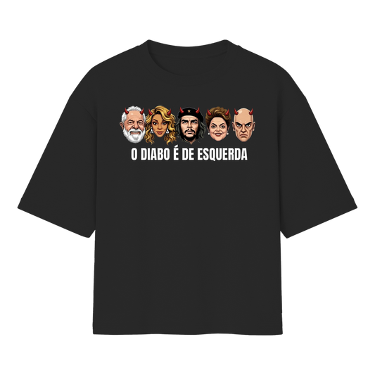 "O DIABO É DE ESQUERDA CAMISETA OVERSIZED" Oversized Básica 30.1