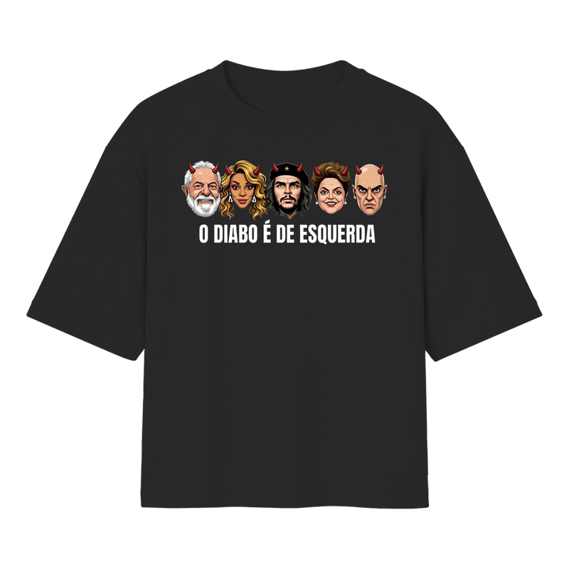 "O DIABO É DE ESQUERDA CAMISETA OVERSIZED" Oversized Básica 30.1