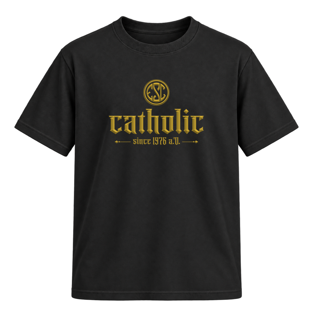 "F&C Custom ESC Catholic Since 1976 A.D." Camiseta Regular Suedine