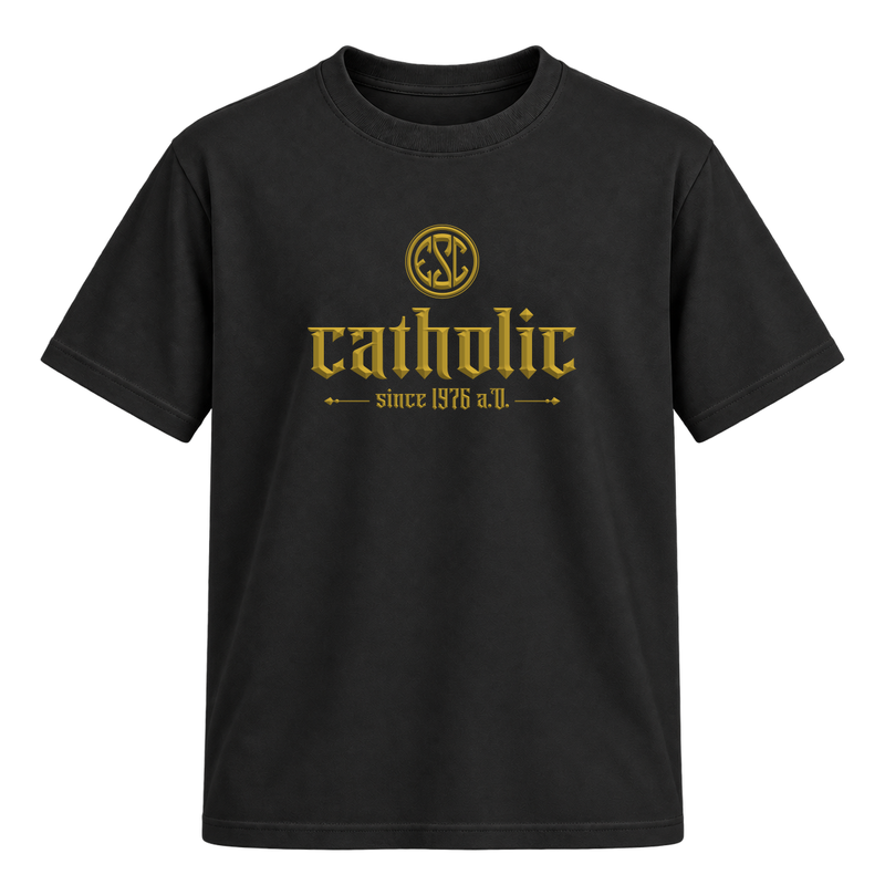 "F&C Custom ESC Catholic Since 1976 A.D." Camiseta Regular Suedine