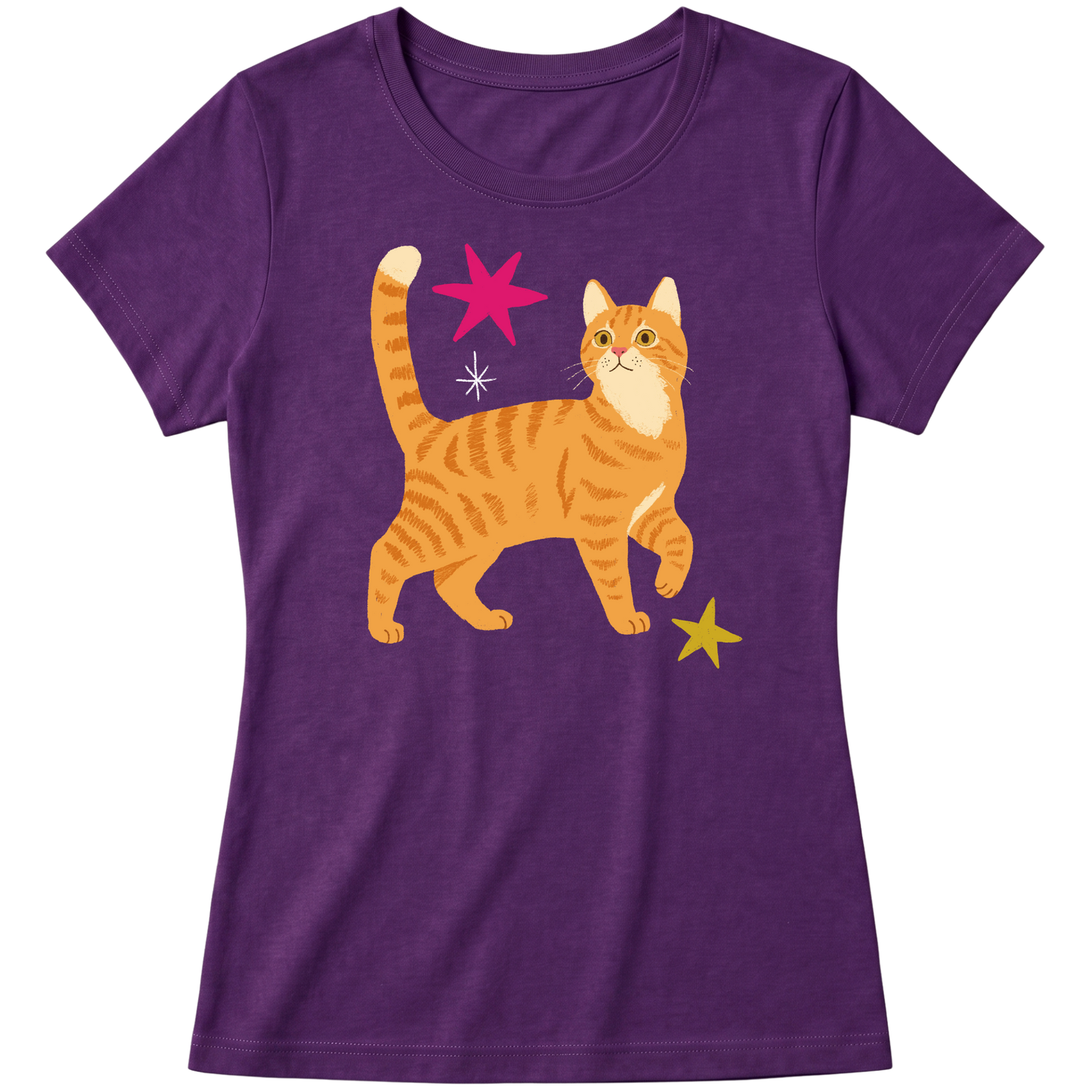 "Gato laranja rajado" Blusa Baby Look