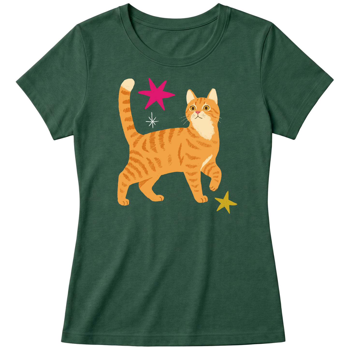"Gato laranja rajado" Blusa Baby Look