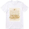 "DEUS NAO PERDEU O CONTROLE camisa  branca" Camiseta Premium Unissex Bunker Studios