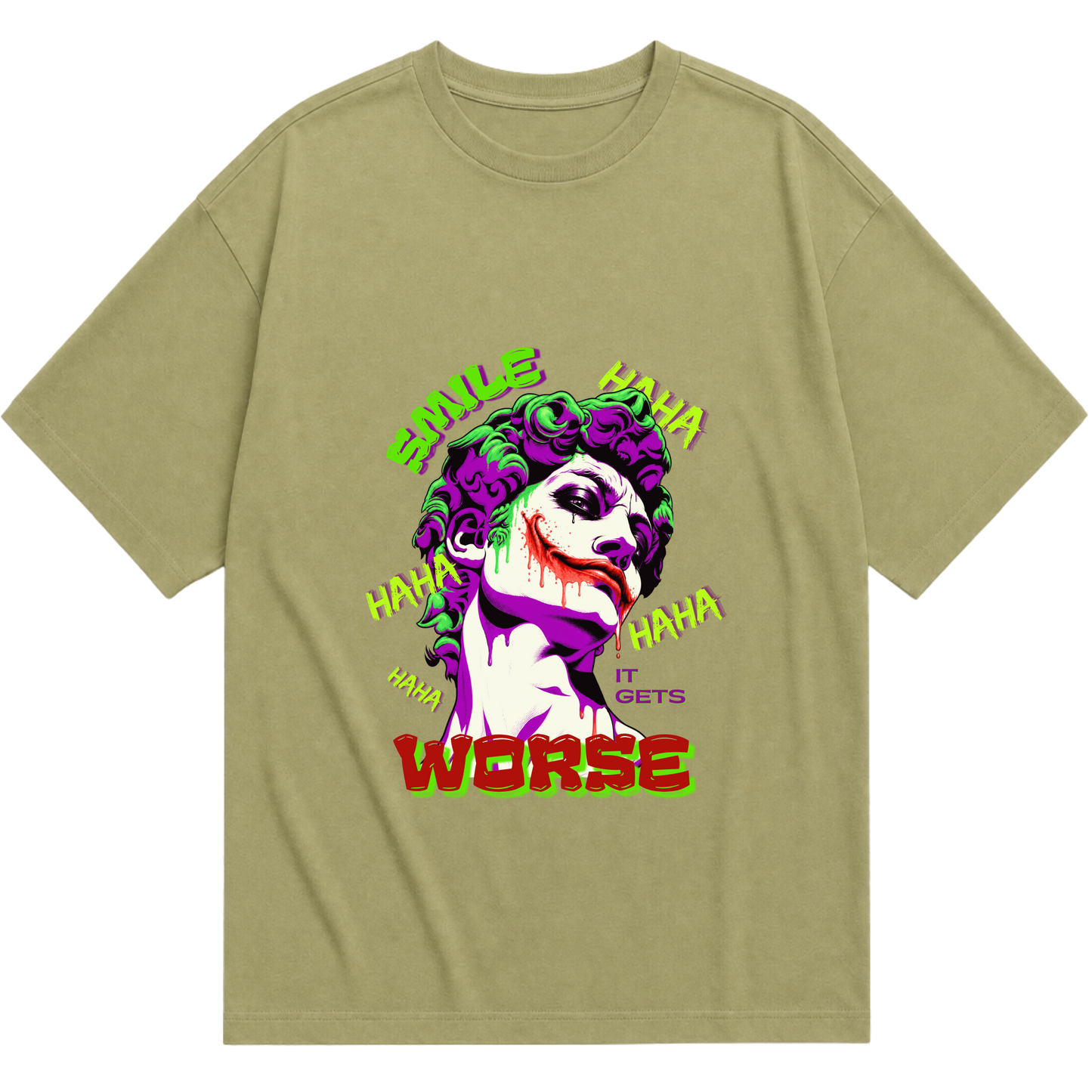"Camiseta SMILE IT GETS WORSE - Coringa" Camiseta Oversized Básica
