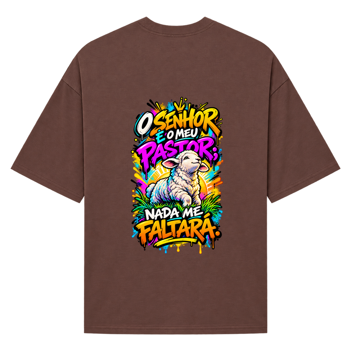 "Camiseta Oversized Cristã Salmo 23:1 | DÓKAH" Camiseta Oversized Suedine 220g