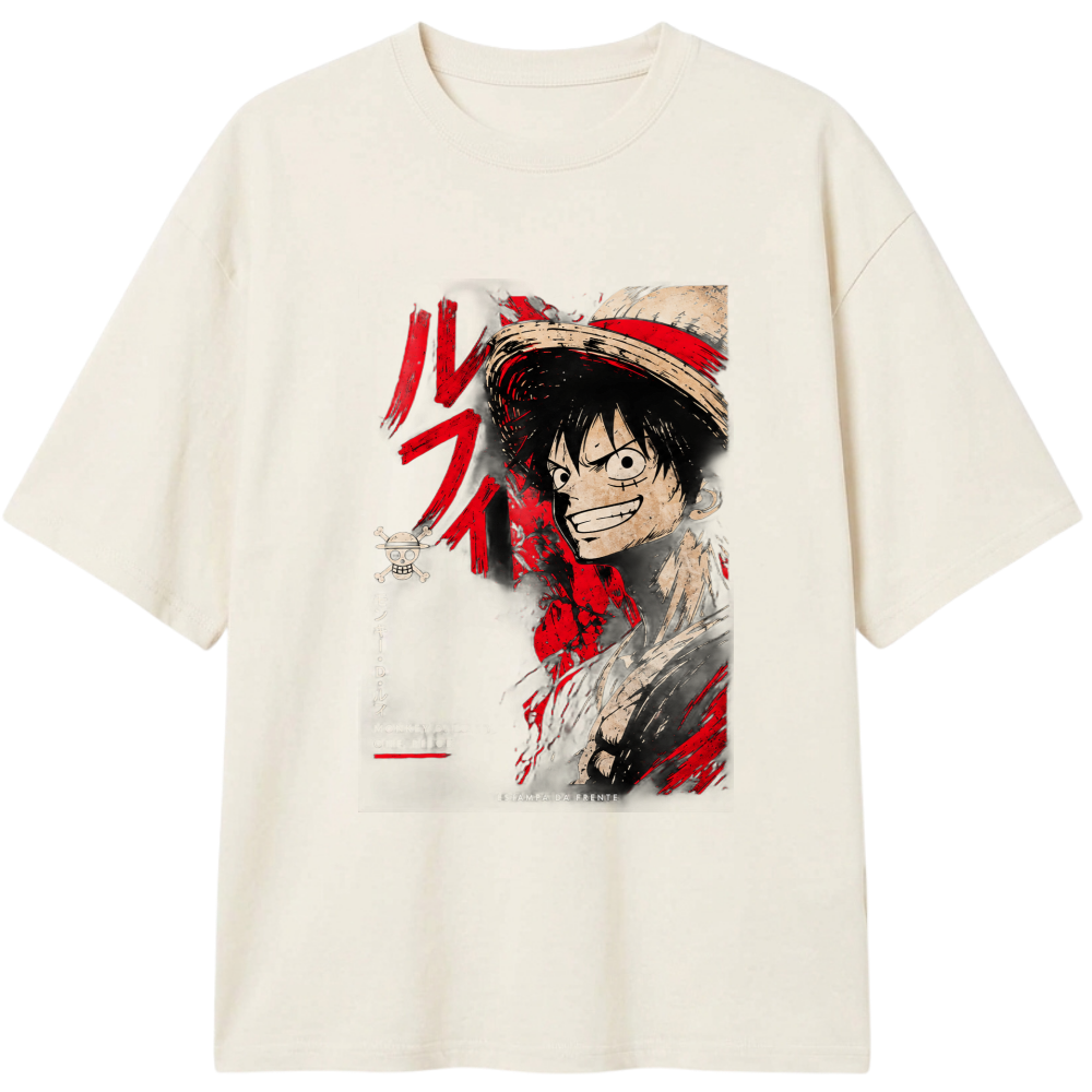 "Camiseta Oversized One Piece Monkey D. Luffy" Camiseta Oversized Classic