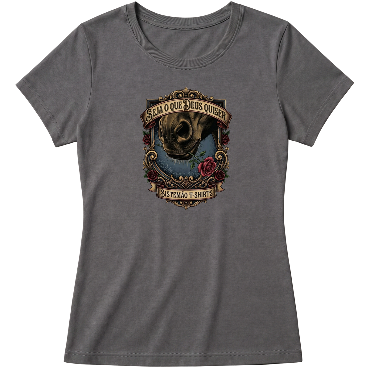 "Estampa SEJA O QUE DEUS QUISER" Blusa Baby Look