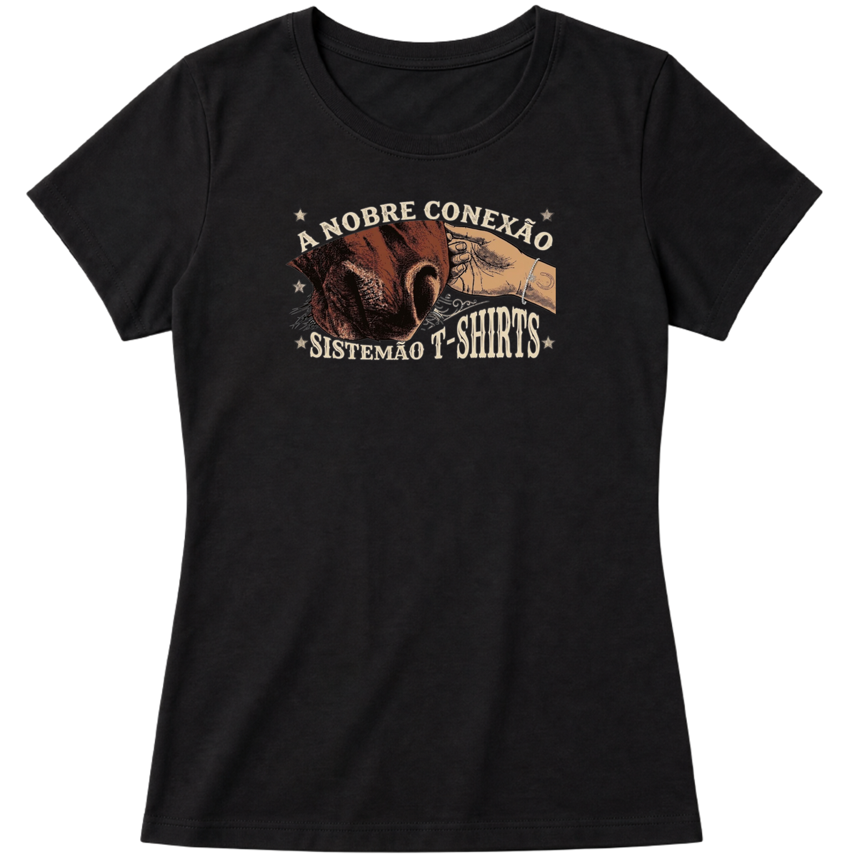 "Estampa/NOBRE CONEXÃO" Blusa Baby Look