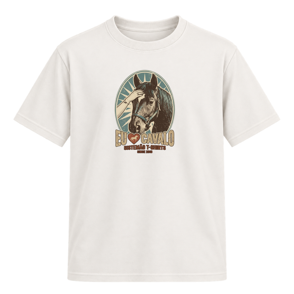 "Estampa/EU AMO CAVALO" Camiseta Regular Suedine