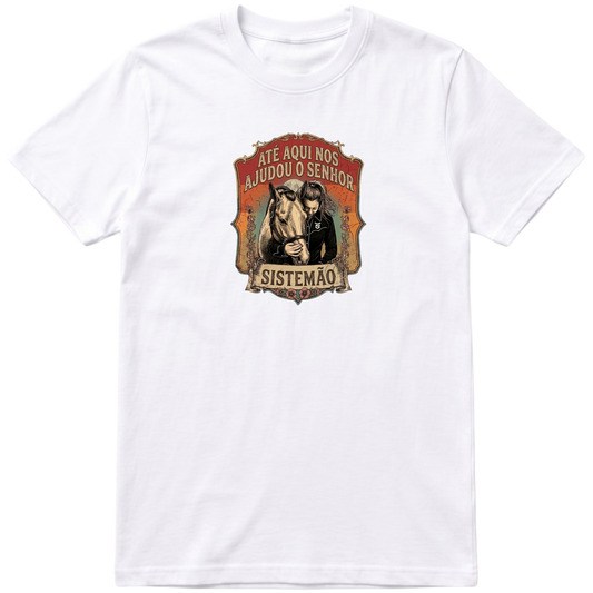 "Estampa ATÉ AQUI NOS AJUDOU O SENHOR TS" Camiseta Premium Unissex Bunker Studios