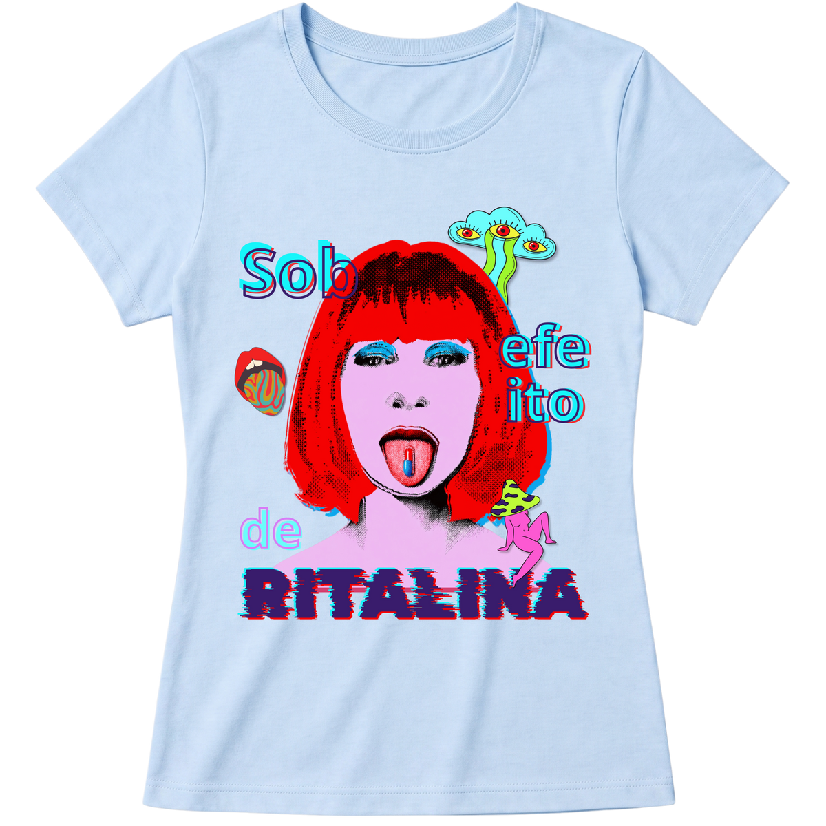 "Camiseta - Sob efeito de Ritalina" Blusa Baby Look