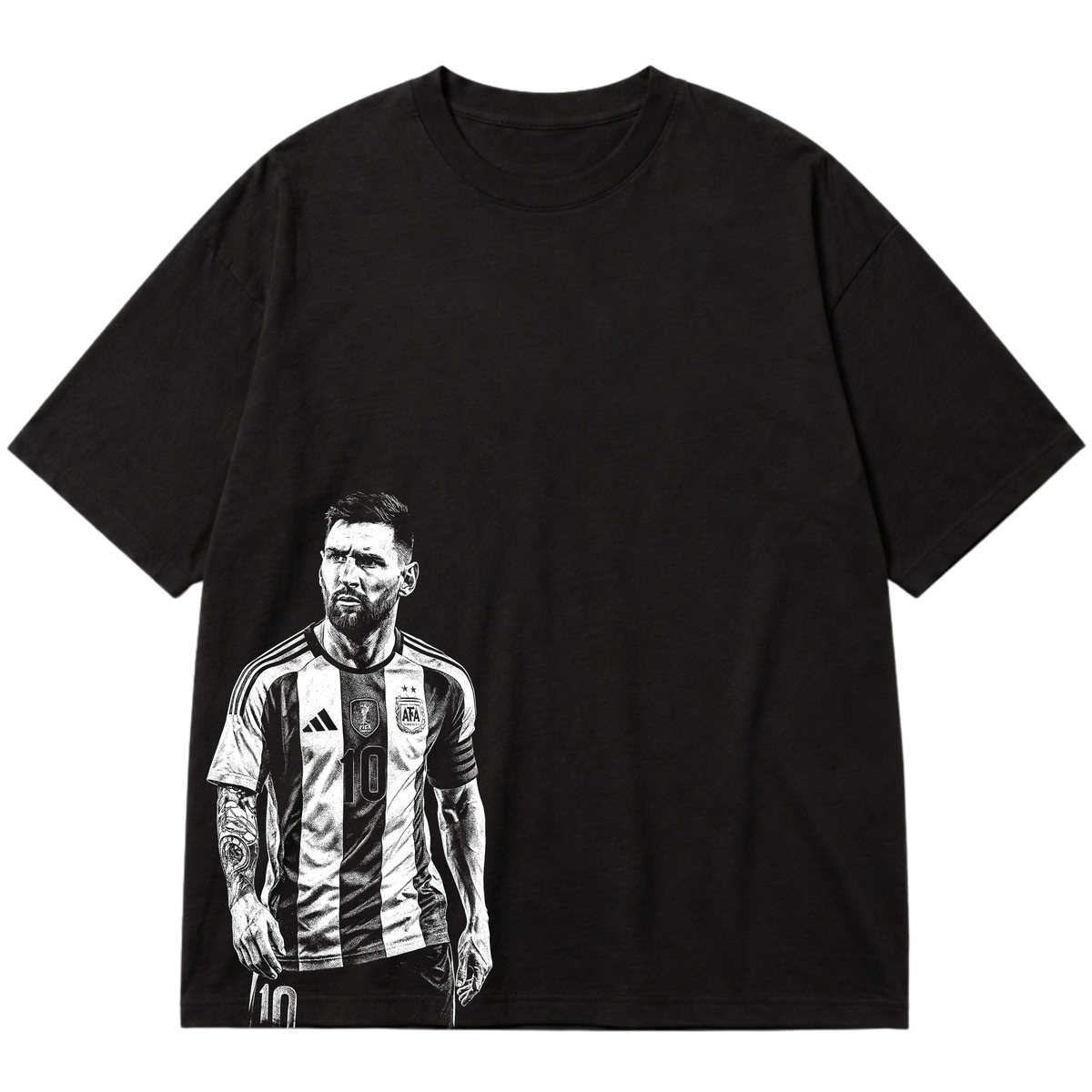 "Ícone dos gramados, eternizado no streetwear." Oversized Premium 96% algodão 4% Elastano