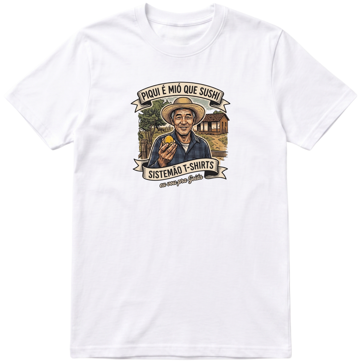 "Estampa PIQUI É MIÓ QUE SUSHI" Camiseta Premium Unissex Bunker Studios
