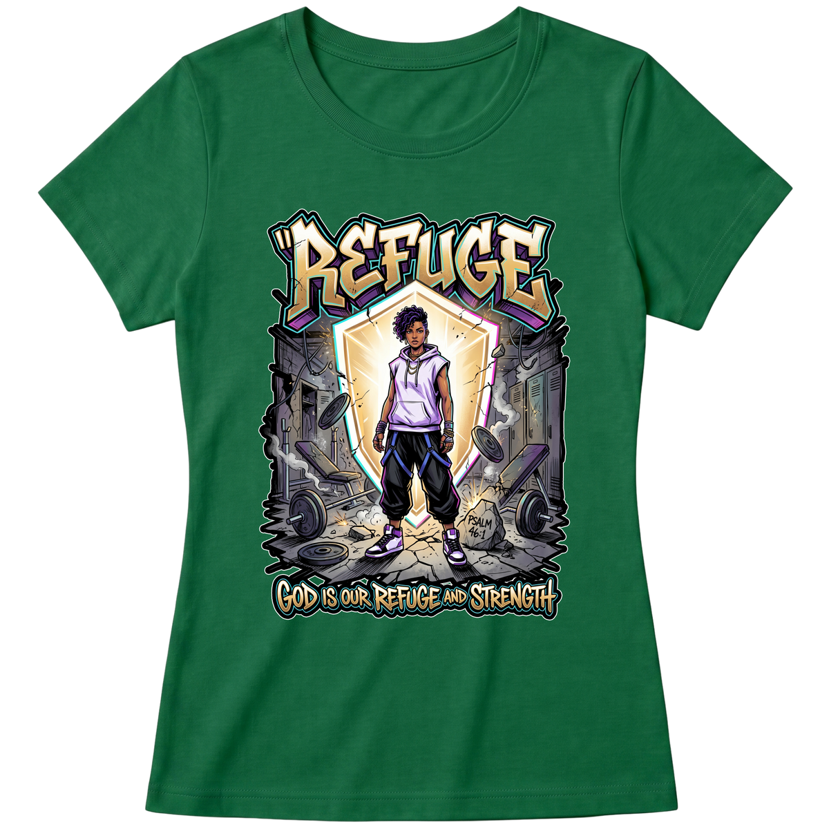 "Produto #010 Baby look REFUGE GOD" Blusa Baby Look