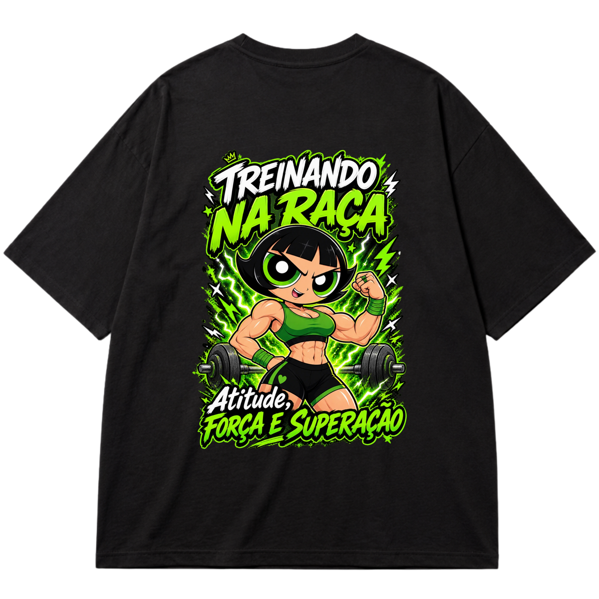 "Super Poderosa Verde" Oversized Premium 96% algodão 4% Elastano