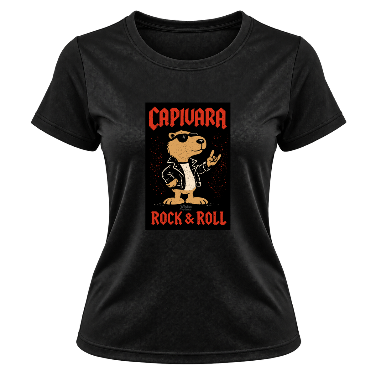 "Capivara Rock & Roll  DTG" Camiseta Dryfit Feminina Basic