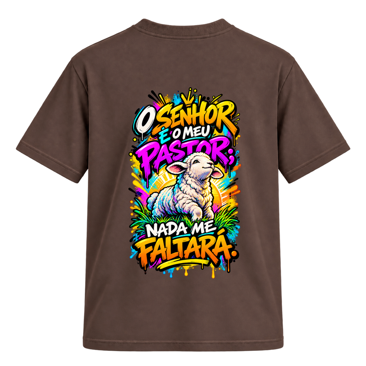 "Camiseta Oversized Cristã Salmo 23:1 | DÓKAH" Camiseta Regular Suedine
