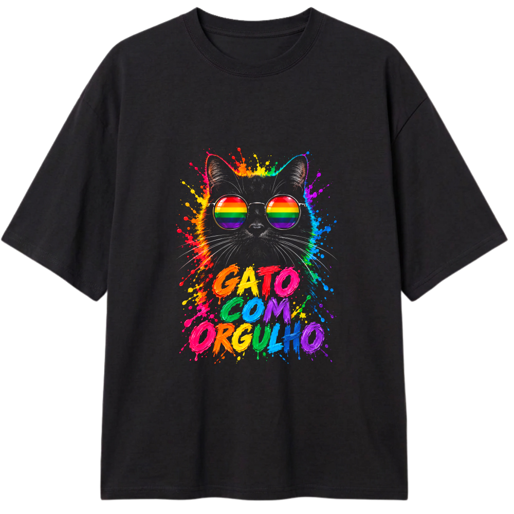 "Gato com Orgulho" Camiseta Oversized Classic