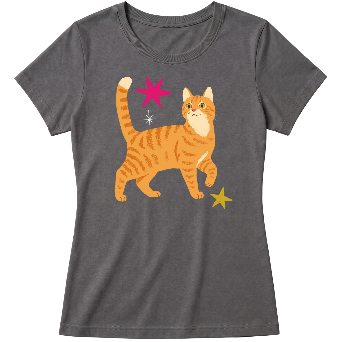 "Gato laranja rajado" Blusa Baby Look